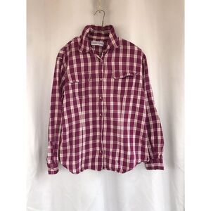 Valerie Stevens Plaid Button Up Shirt Size 4 100% Cotton Cozy Long‎ Sleeve